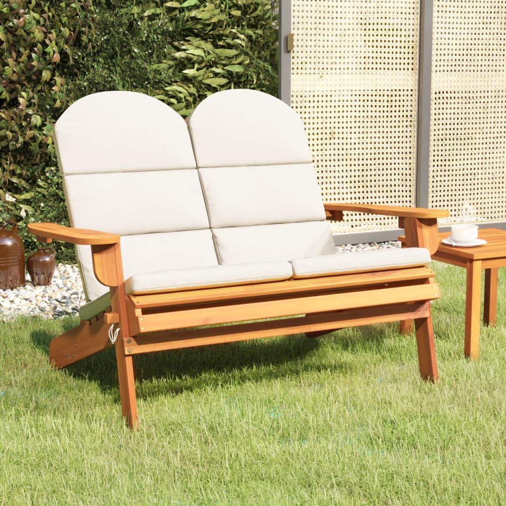 Adirondack garden bench with cushion 126 cm solid acacia wood