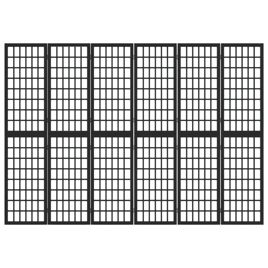6-tlg. Paravent Japanischer Stil Faltbar 240x170 cm Schwarz