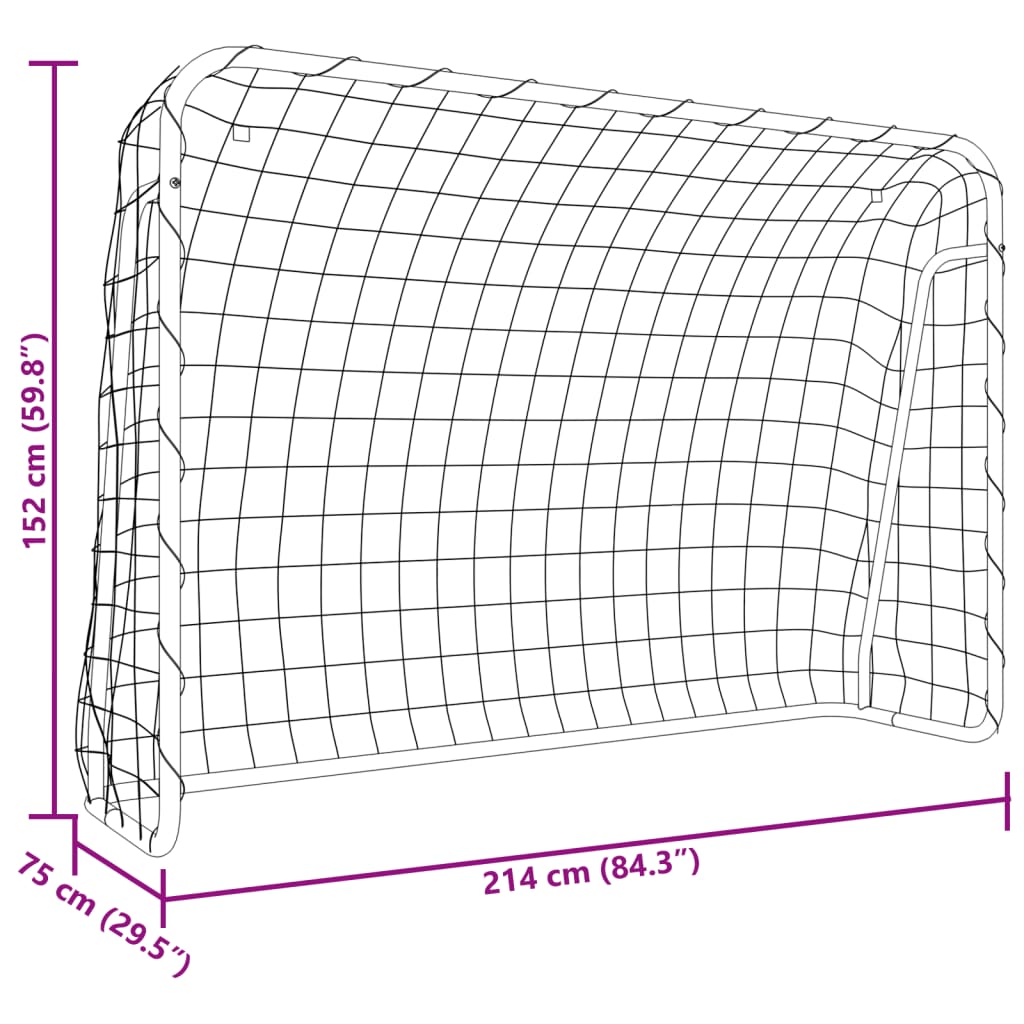 Fußballtor mit Netz Weiß 214x75x152 cm Stahl & Polyester