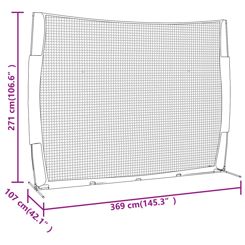 Baseball-Netz Tragbar Rot Schwarz 369x107x271cm Stahl Polyester