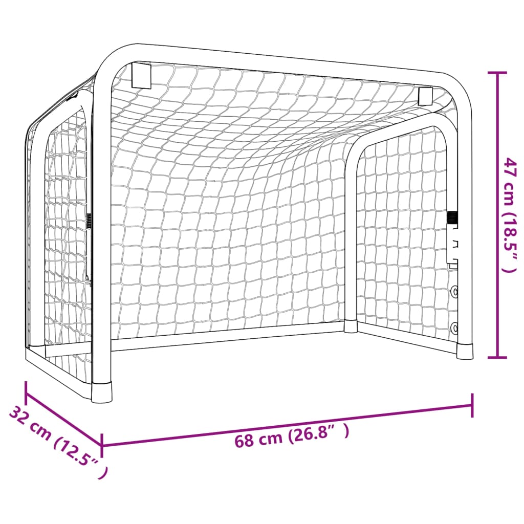 Hockeytor mit Netz Rot & Schwarz 68x32x47 cm Stahl & Polyester