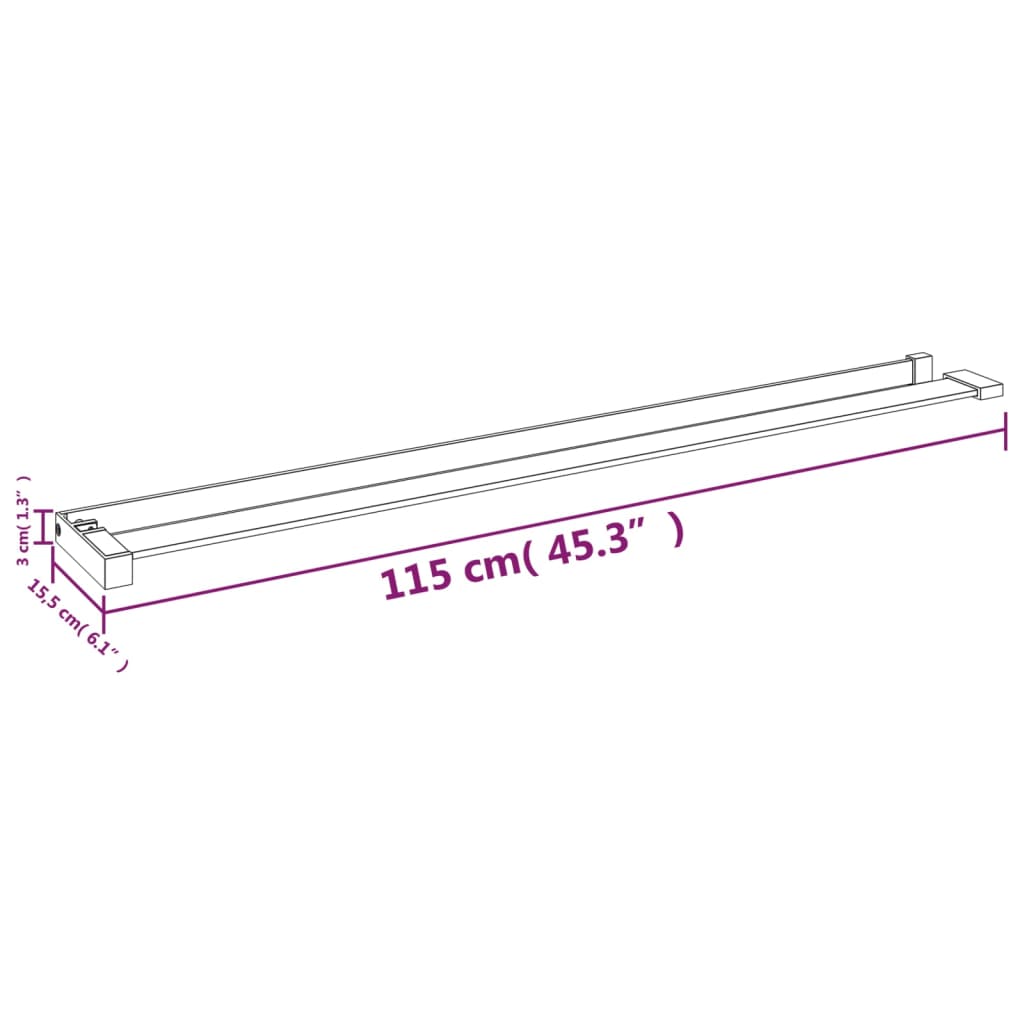 Shower shelf for walk-in shower black 115 cm aluminum