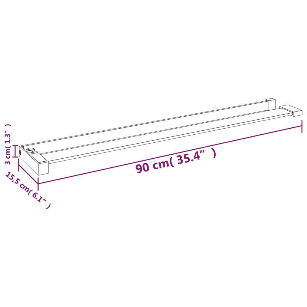 Shower shelf for walk-in shower chrome 90 cm aluminum