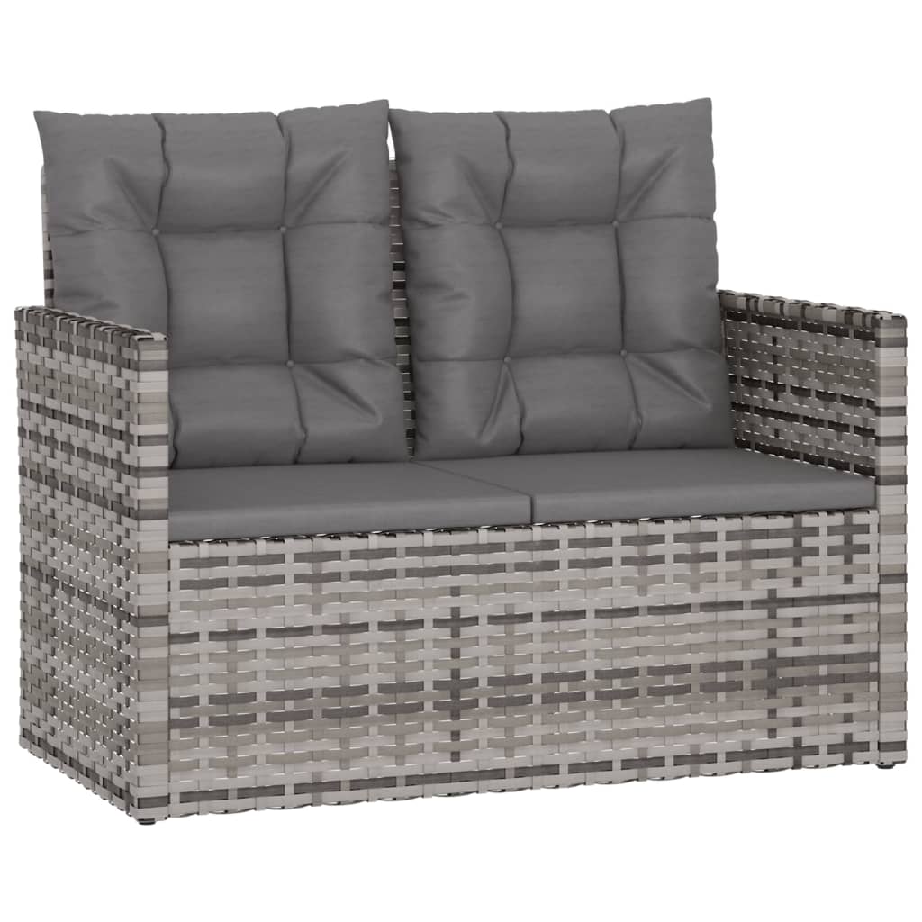 Garden Bench with Cushion Grey 105 cm Poly Rattan