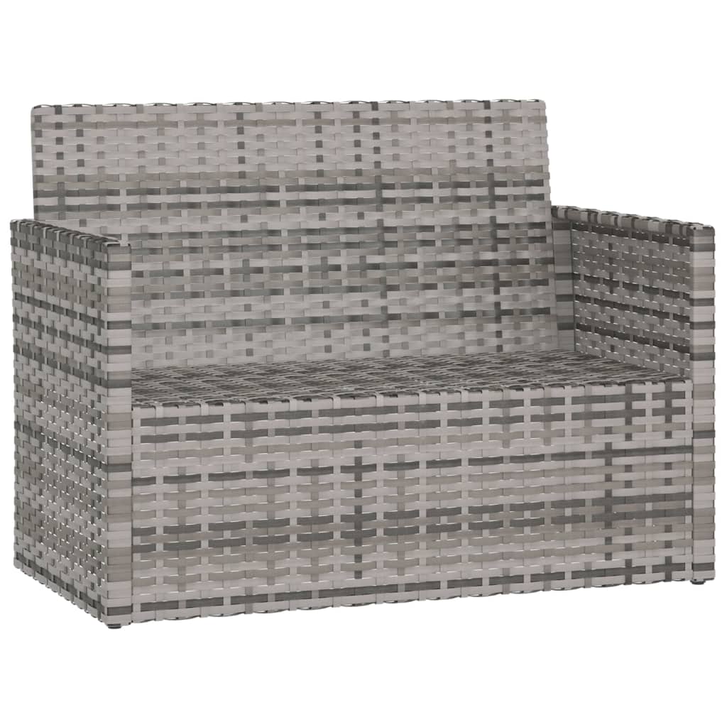 Garden Bench with Cushion Grey 105 cm Poly Rattan