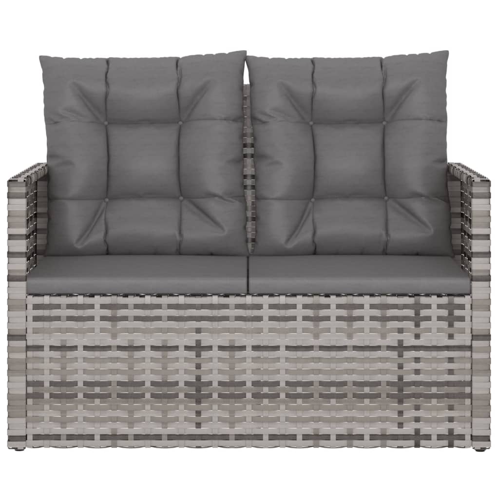 Garden Bench with Cushion Grey 105 cm Poly Rattan