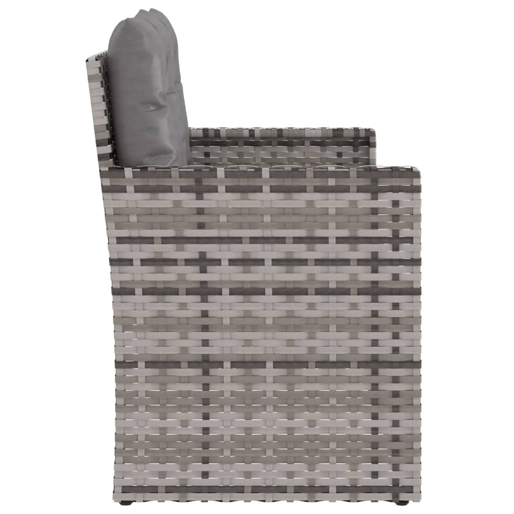 Garden Bench with Cushion Grey 105 cm Poly Rattan