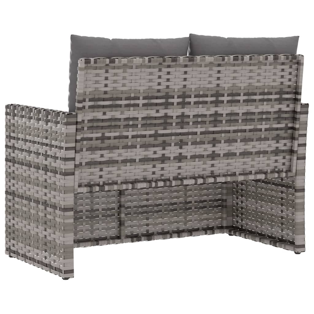 Garden Bench with Cushion Grey 105 cm Poly Rattan