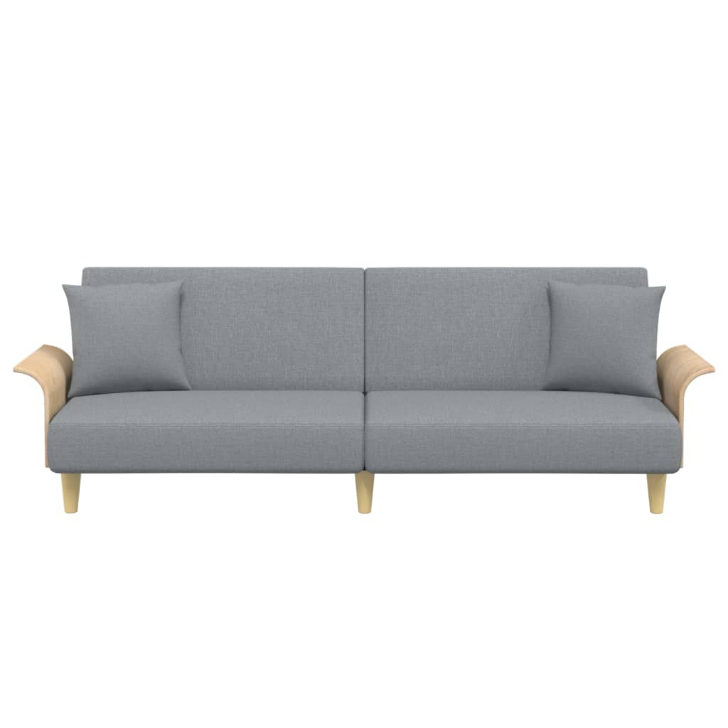 Schlafsofa mit Armlehnen Hellgrau Stoff