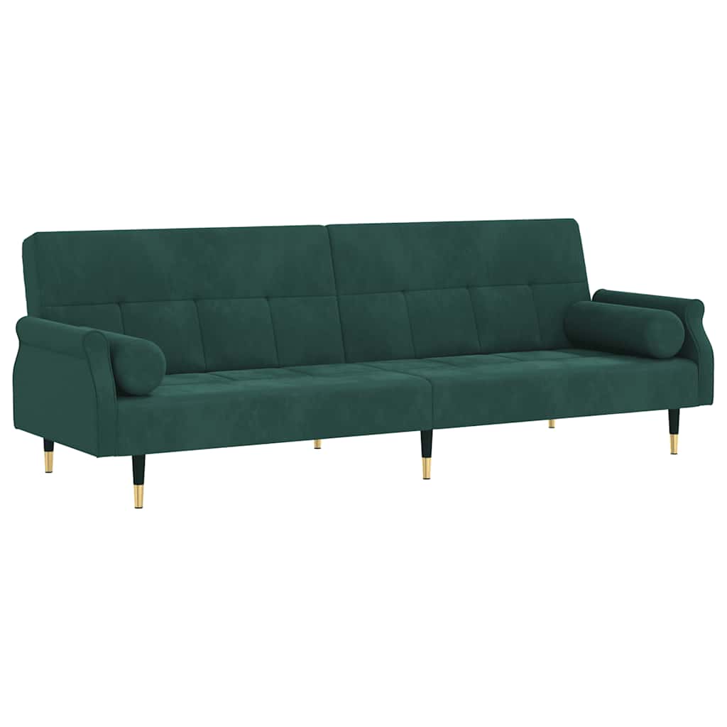 Schlafsofa mit Kissen Dunkelgrün Samt