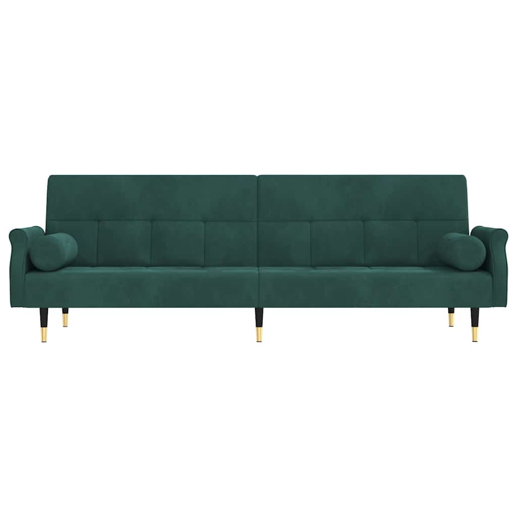 Schlafsofa mit Kissen Dunkelgrün Samt