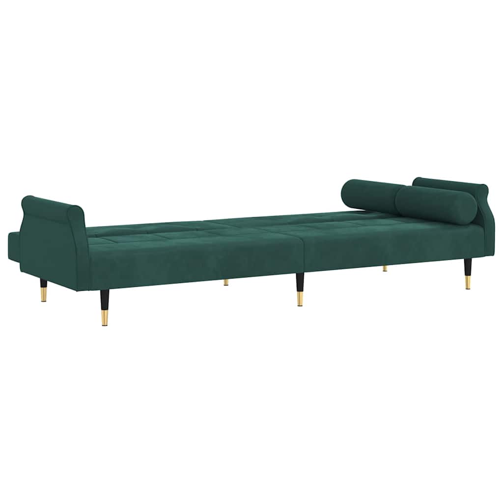 Schlafsofa mit Kissen Dunkelgrün Samt