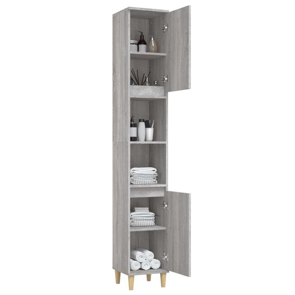 Bathroom cabinet gray Sonoma 30x30x190 cm made of wood