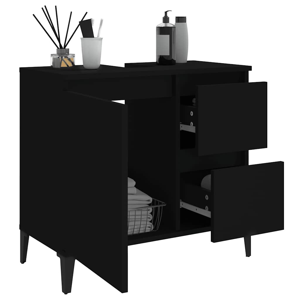 Bathroom cabinet black 65x33x60 cm made of wood