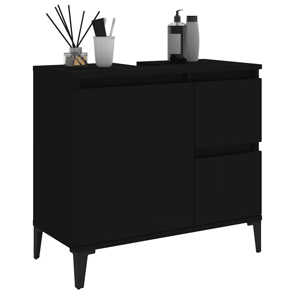 Bathroom cabinet black 65x33x60 cm made of wood