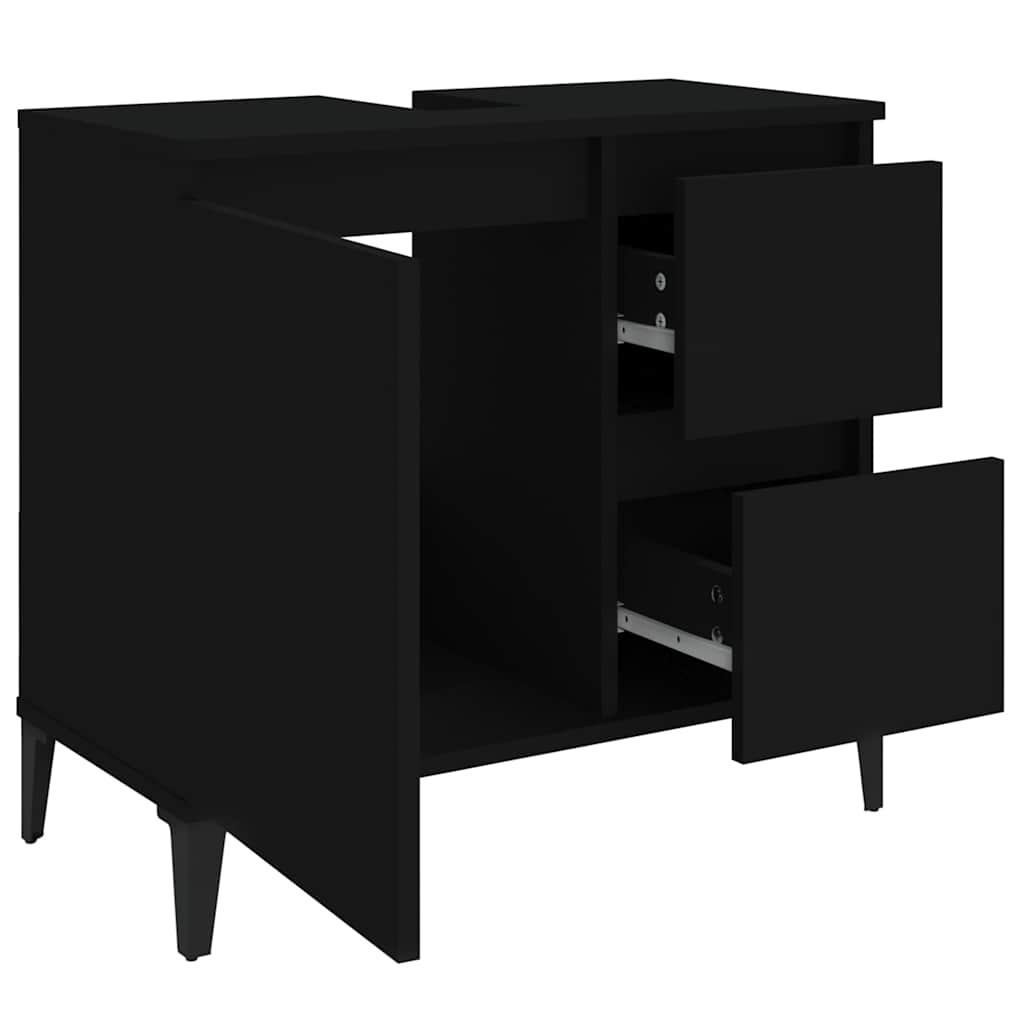 Bathroom cabinet black 65x33x60 cm made of wood