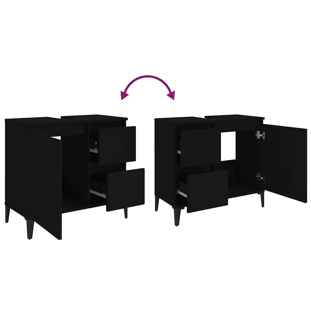 Bathroom cabinet black 65x33x60 cm made of wood