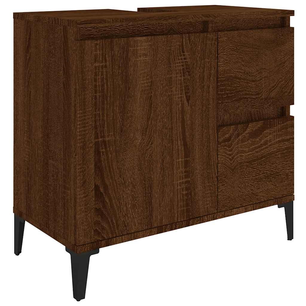 Badschrank Braun Eichen-Optik 65x33x60 cm Holzwerkstoff
