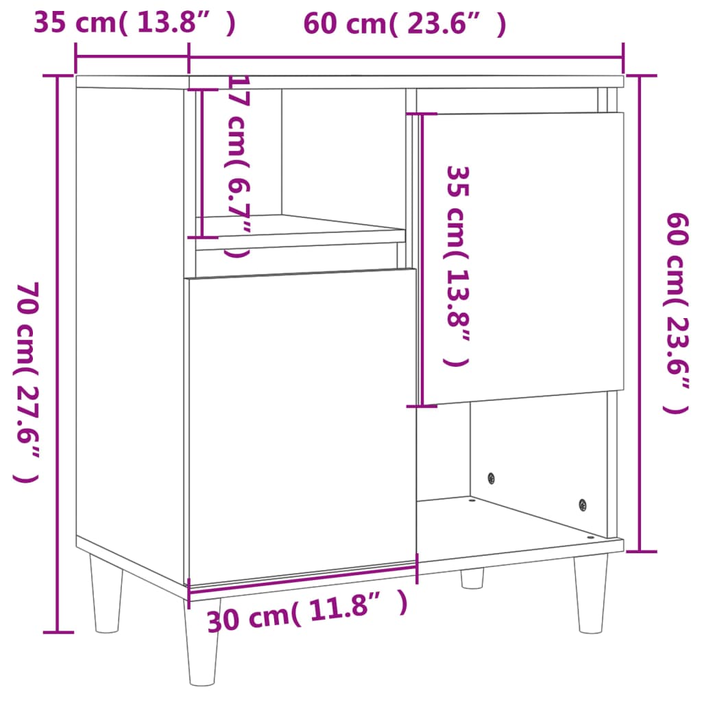 Sideboard Sonoma-Eiche 60x35x70 cm Holzwerkstoff