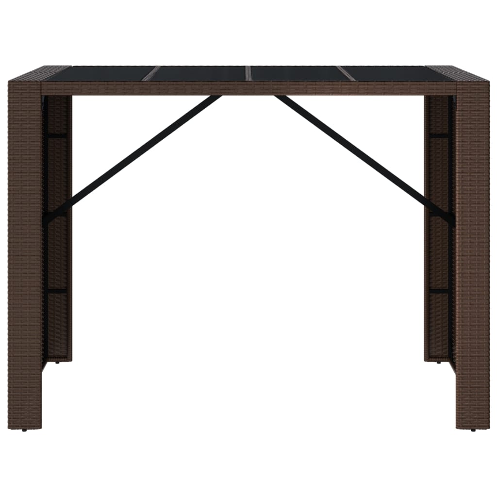 Bartisch mit Glasplatte Braun 145x80x110 cm Poly Rattan