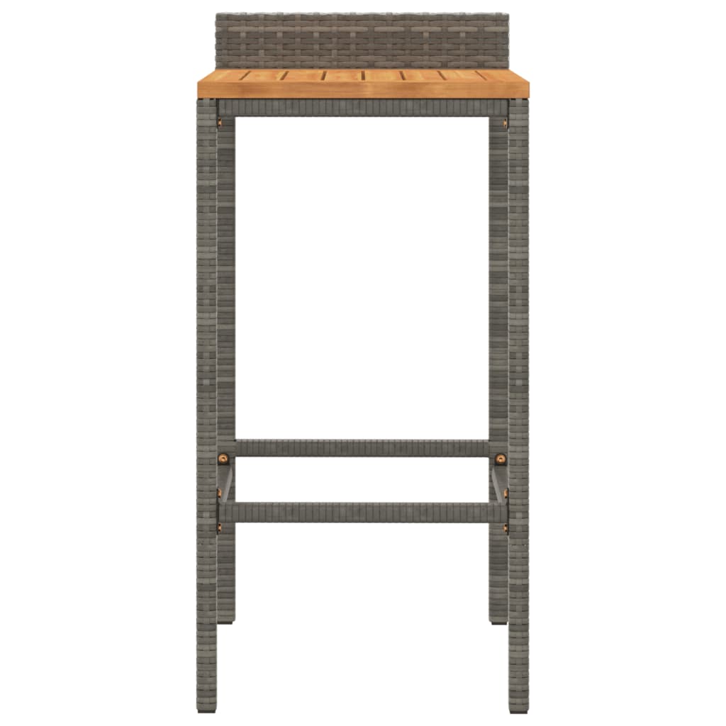 Barhocker 4 Stk. Grau Poly Rattan und Massivholz Akazie