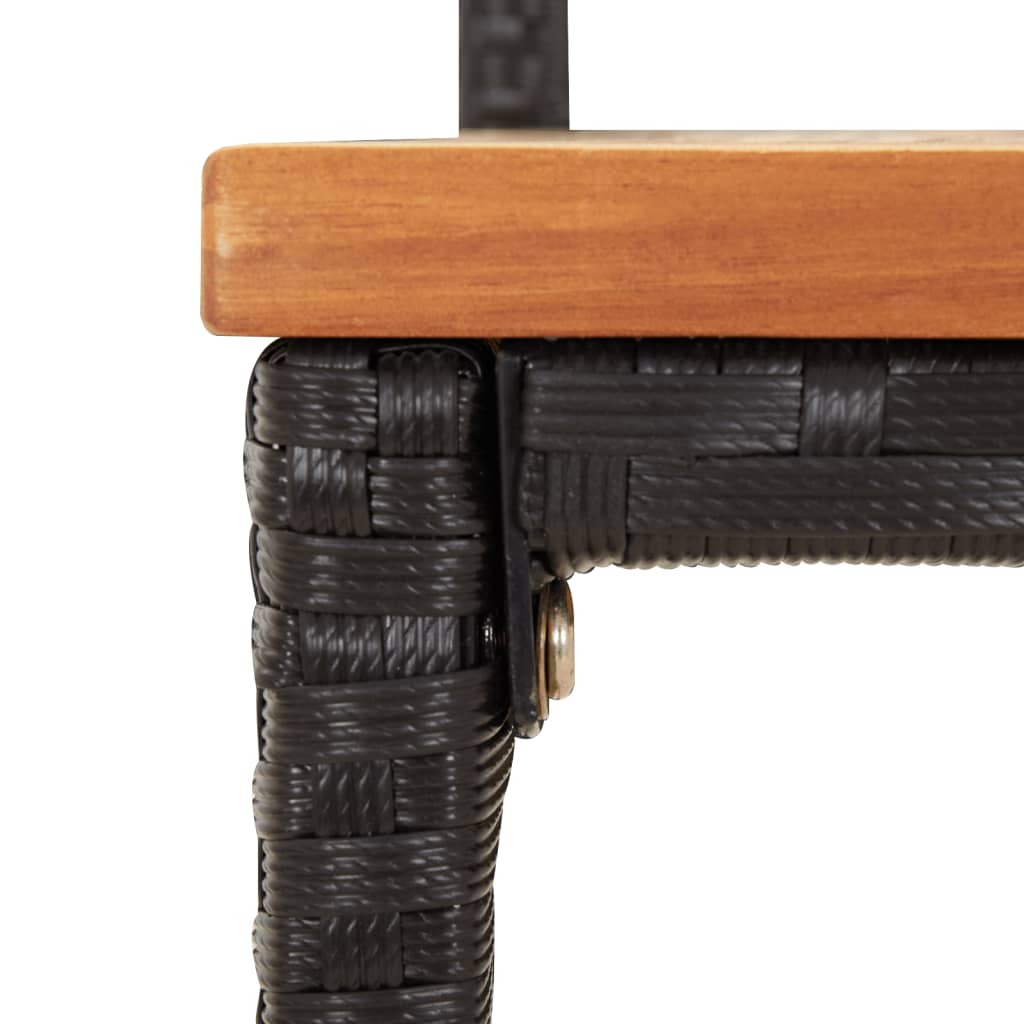 Bar Stools 4 pcs. Black Poly Rattan and Solid Acacia Wood