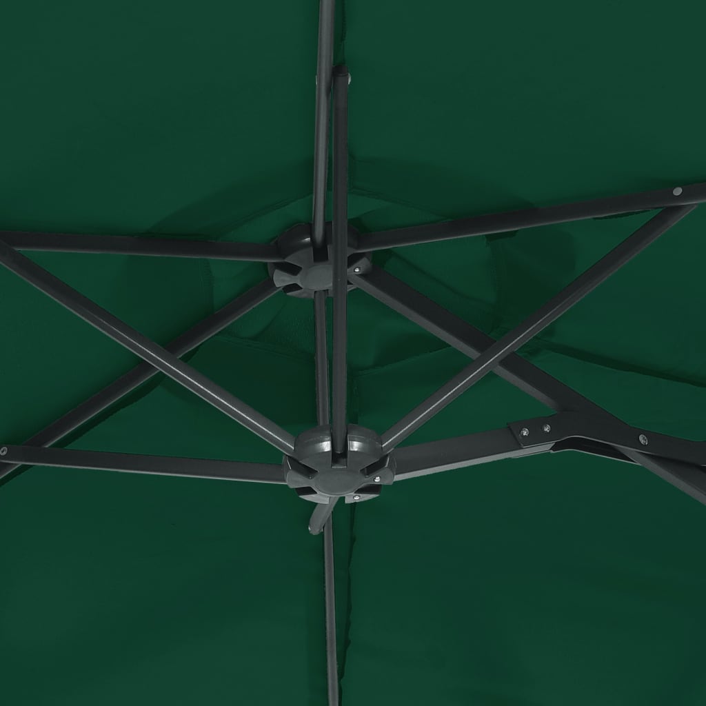 Doppel-Sonnenschirm mit LED-Leuchten Grün 316x145 cm