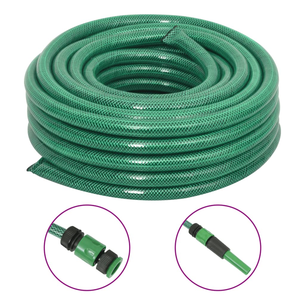 Gartenschlauch mit Kupplung-Set Grün 0,75" 10 m PVC