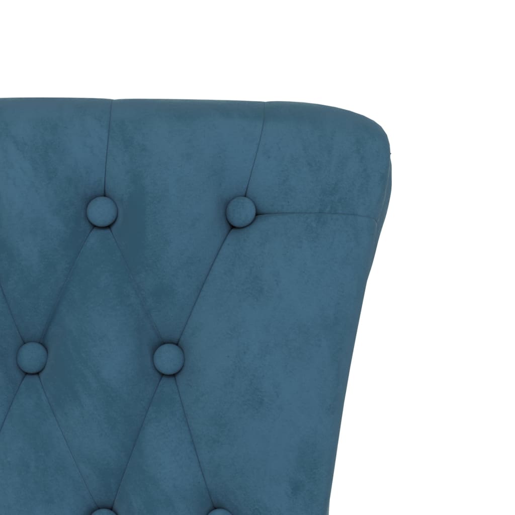 Polsterstuhl mit Hoher Rückenlehne Blau Samt Knopfheftung