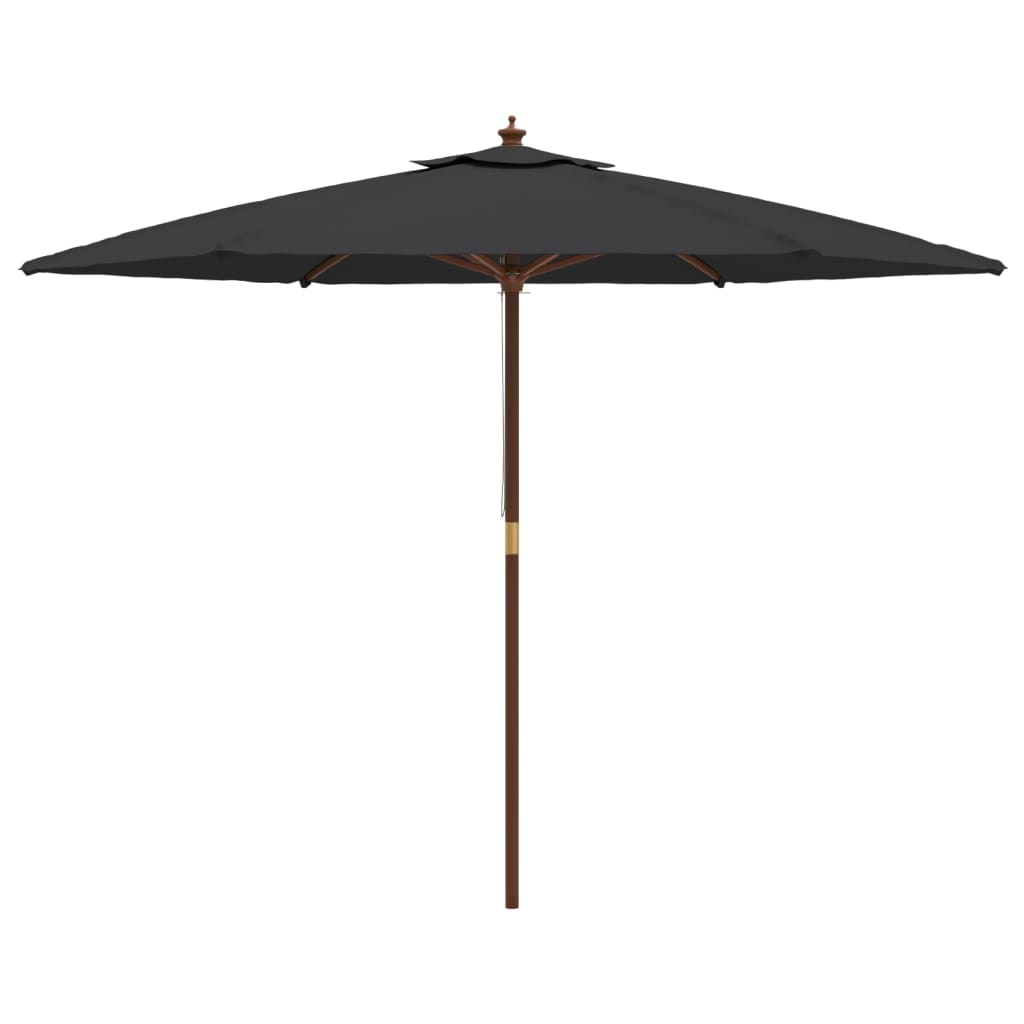 Sonnenschirm mit Holzmast Schwarz 299x240 cm