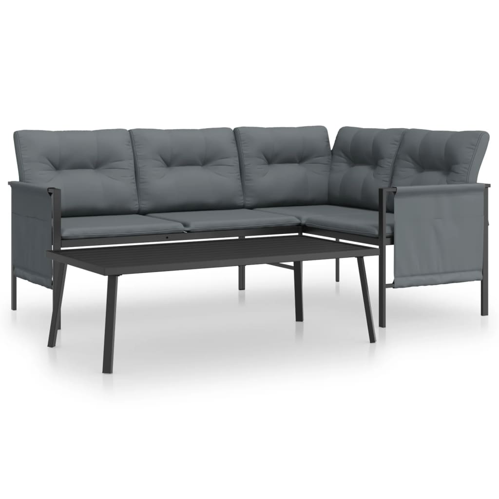 2-tlg. Garten-Lounge-Set Anthrazit Stahl