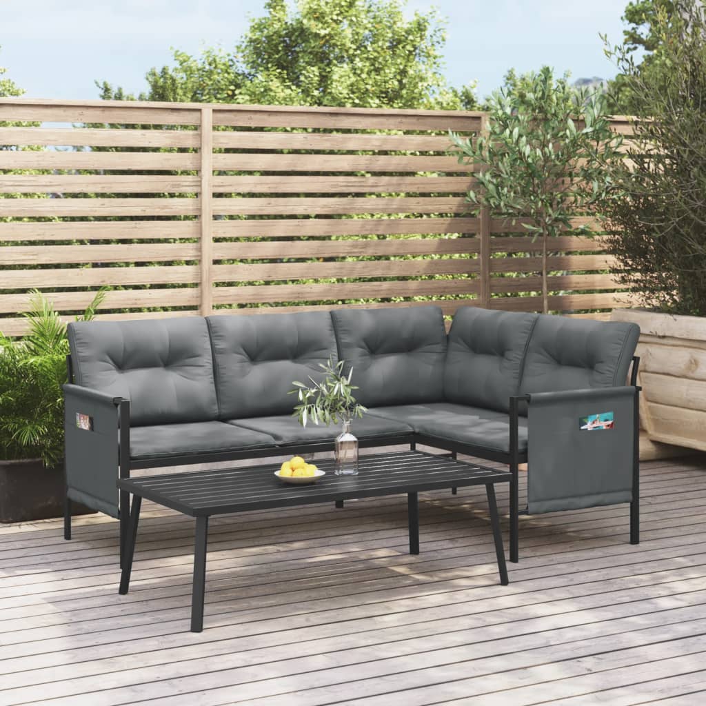 Garten-Ecksofa Anthrazit Stahl und Textilene