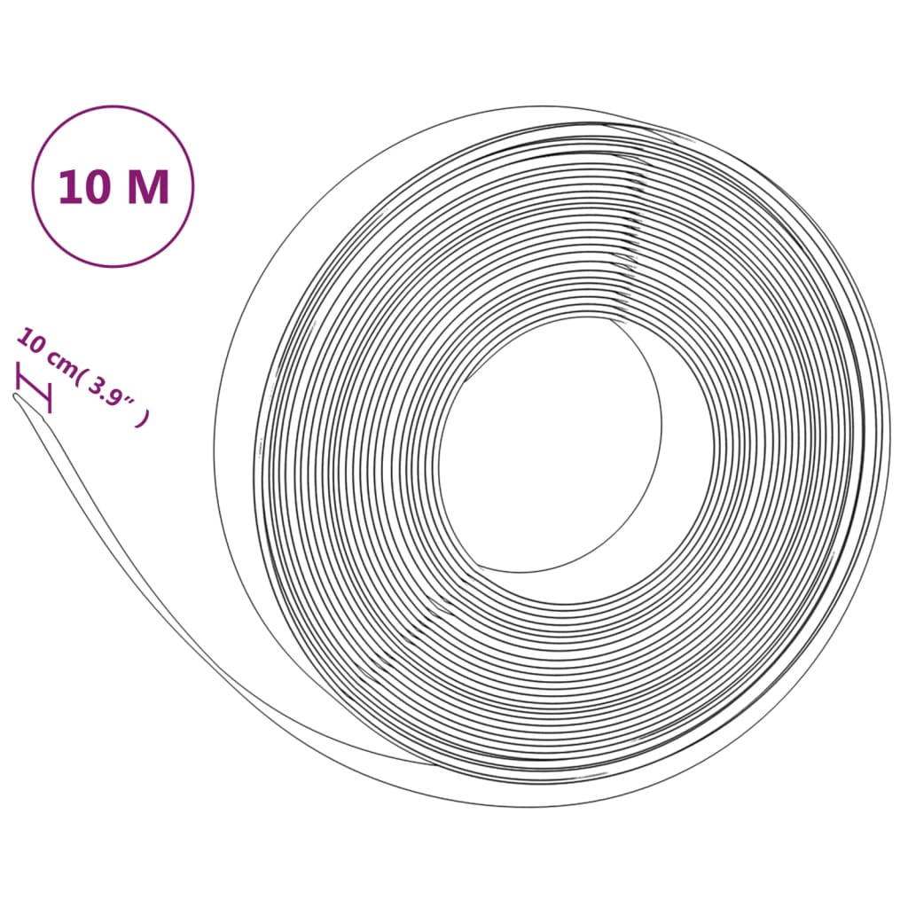 Lawn edging grey 10 m 10 cm polyethylene