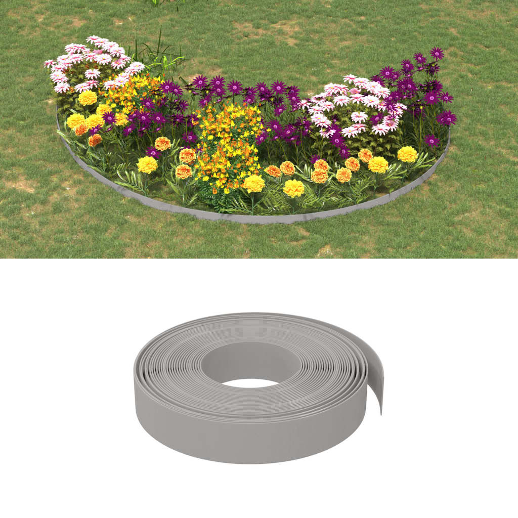 Lawn edging grey 10 m 10 cm polyethylene
