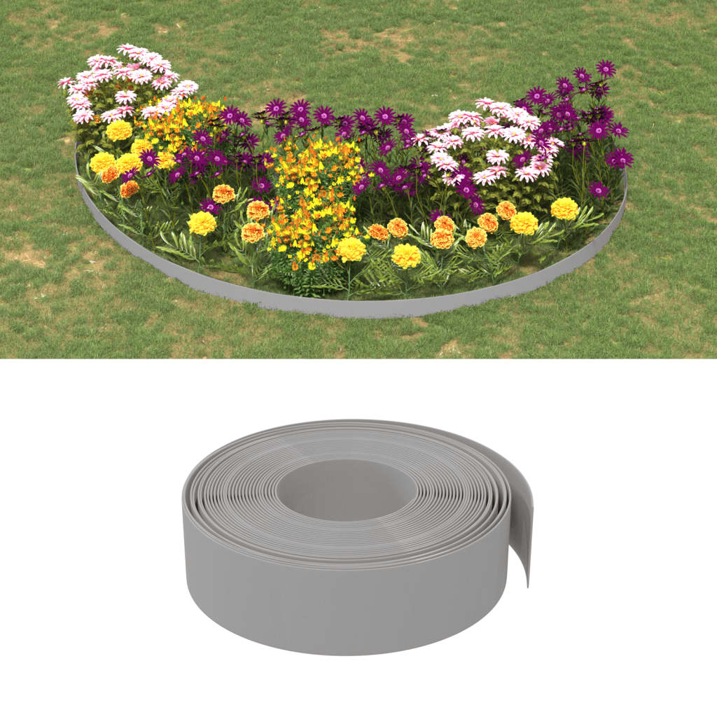 Lawn edging grey 10 m 15 cm polyethylene