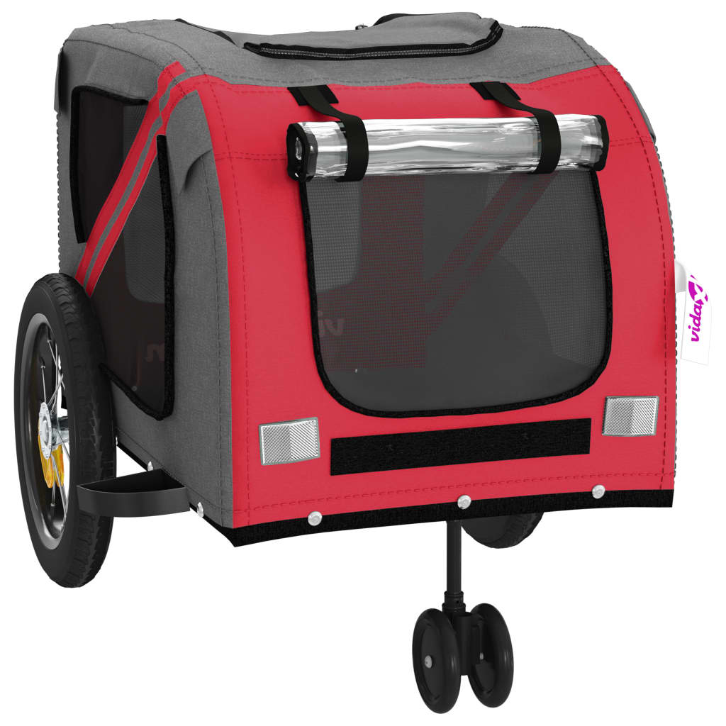Bicycle Trailer Dogs Red and Black Oxford Fabric &amp; Iron