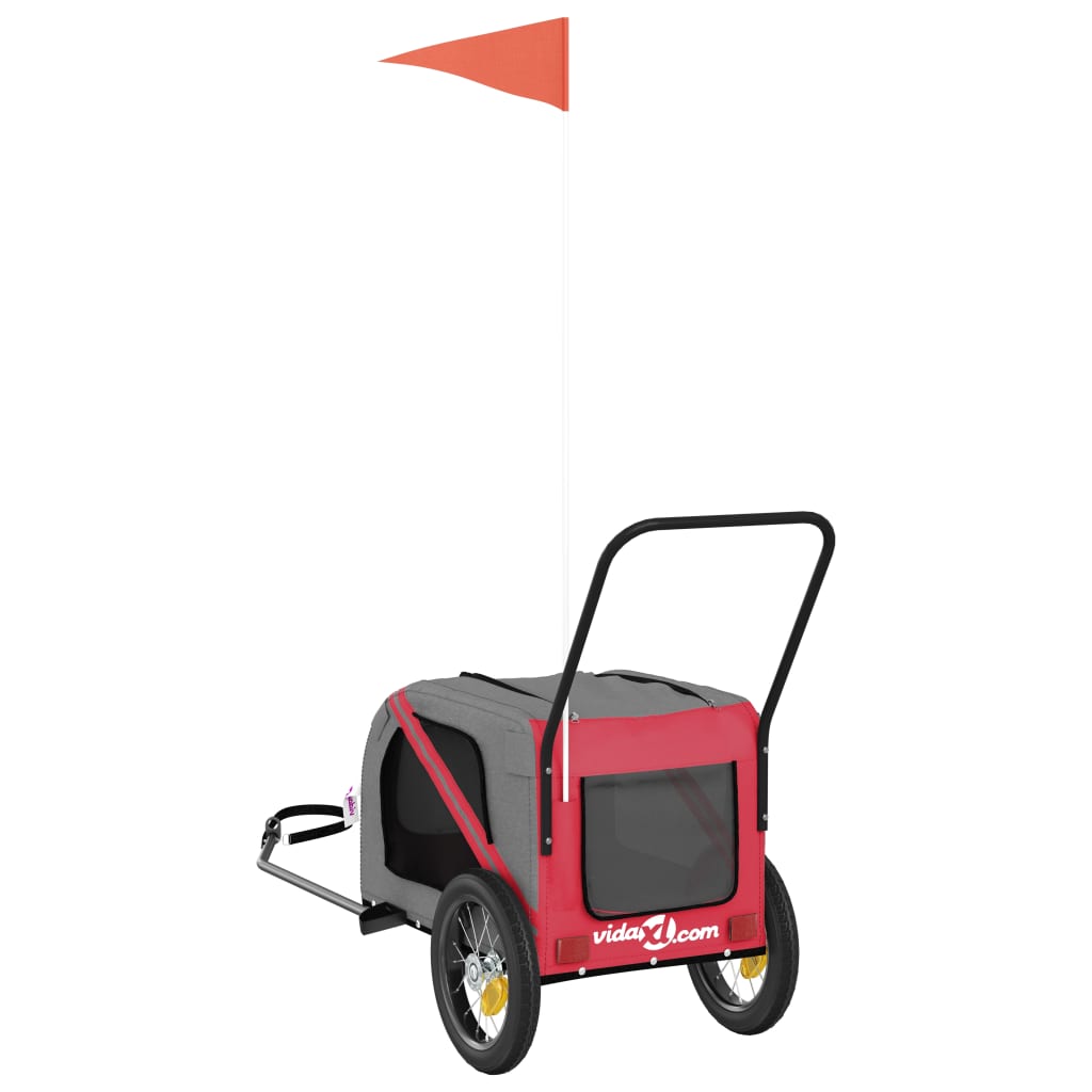 Bicycle Trailer Dogs Red and Black Oxford Fabric &amp; Iron