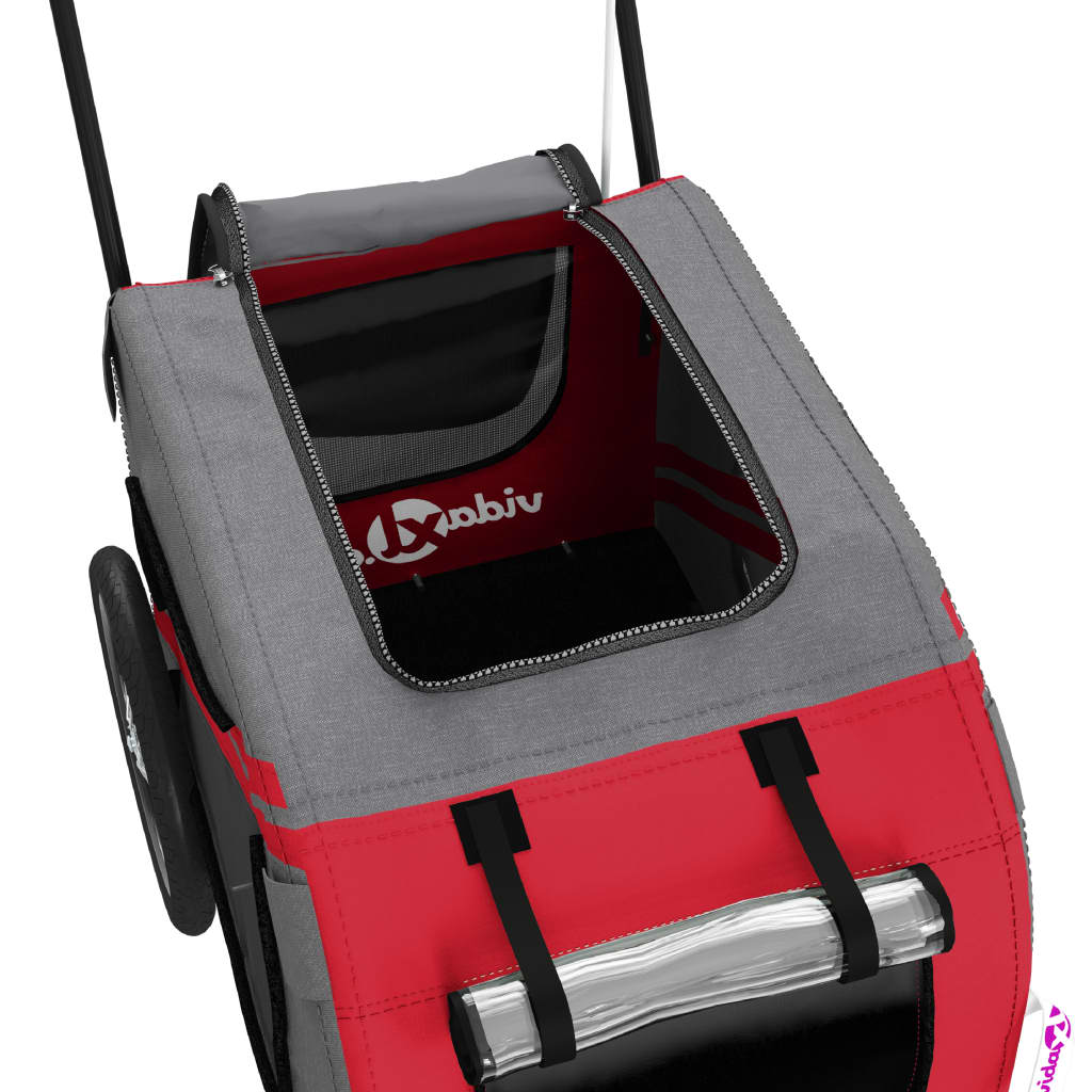 Bicycle Trailer Dogs Red and Black Oxford Fabric &amp; Iron