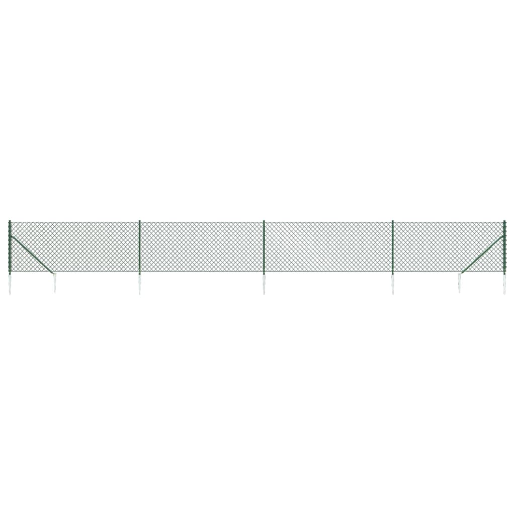 Chain link fence with ground sockets green 0.8x10 m