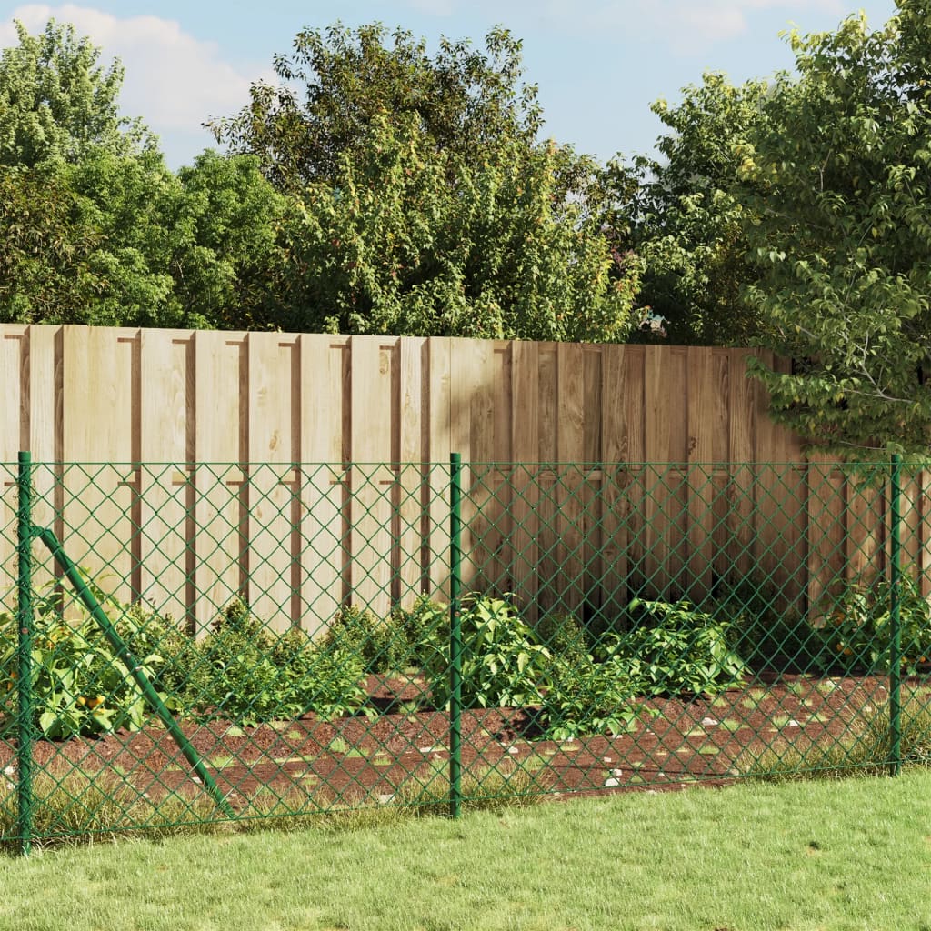 Chain link fence with ground sockets green 0.8x10 m