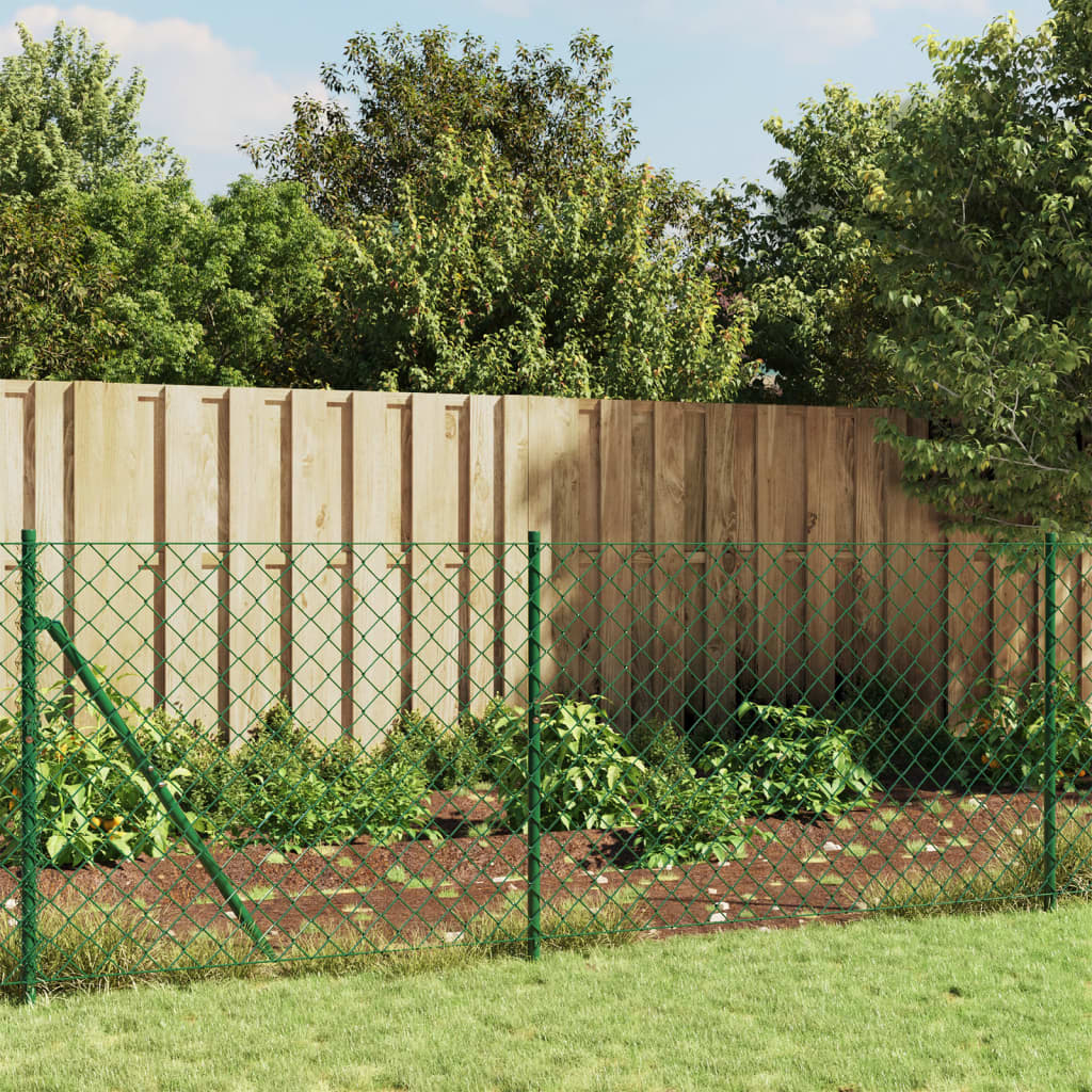 Chain link fence with ground sockets green 1x10 m