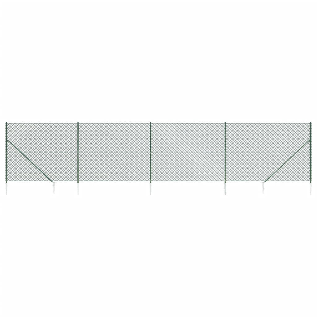 Chain link fence with ground sockets green 1.6x10 m