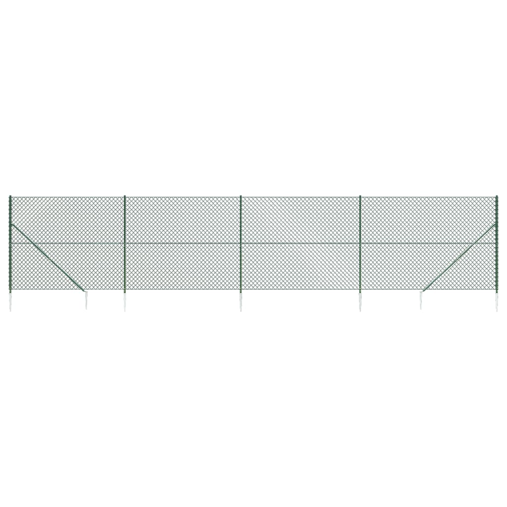 Chain link fence with ground sockets green 2.2x10 m