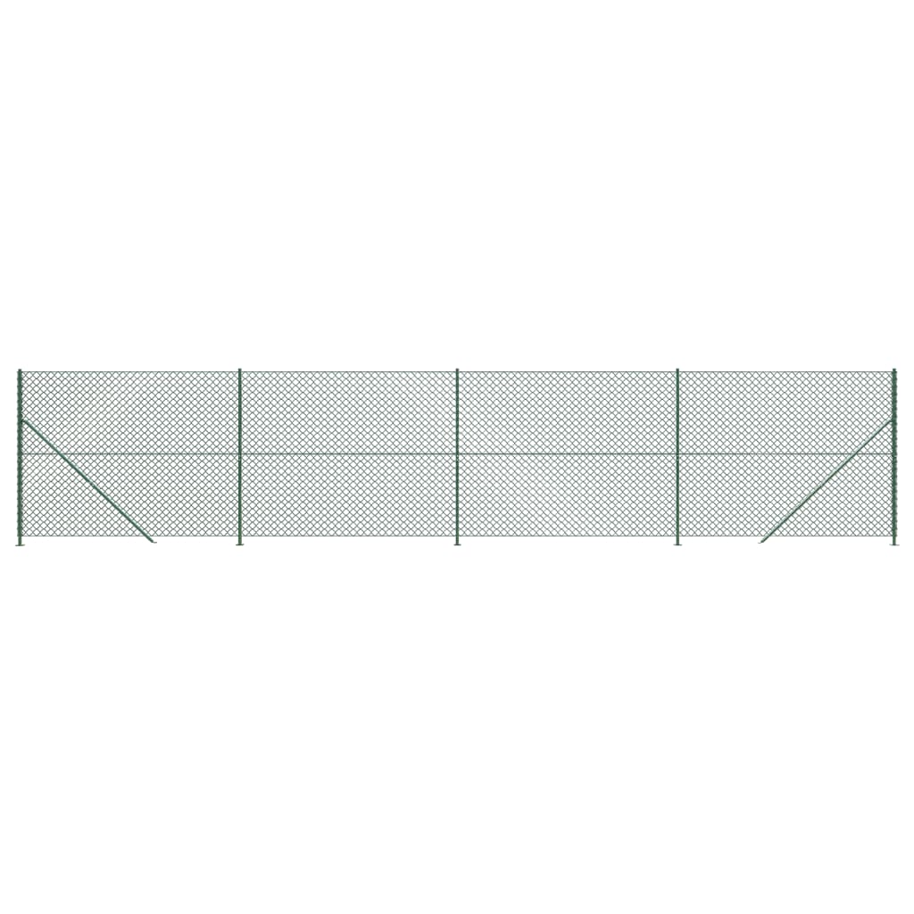 Chain link fence with ground flange green 1.4x10 m