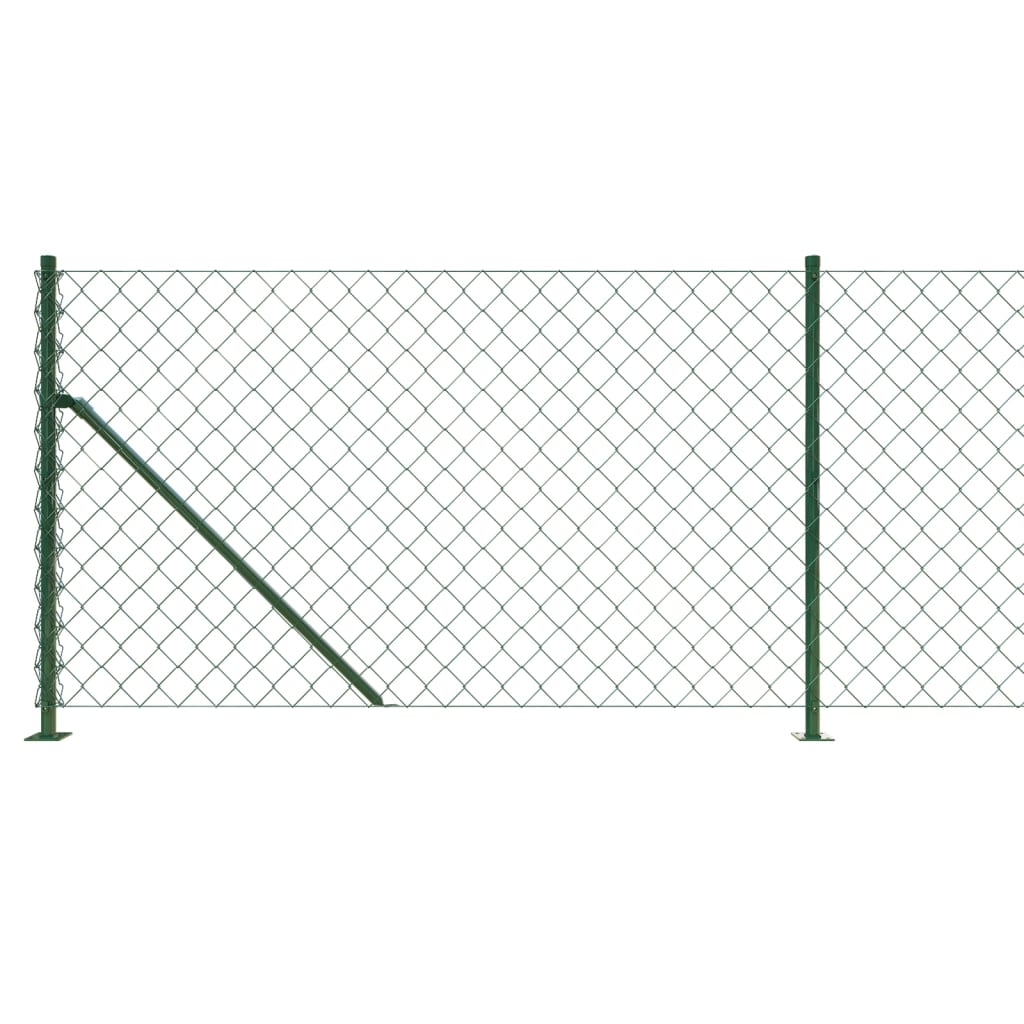 Chain link fence with ground flange green 1.1x25 m