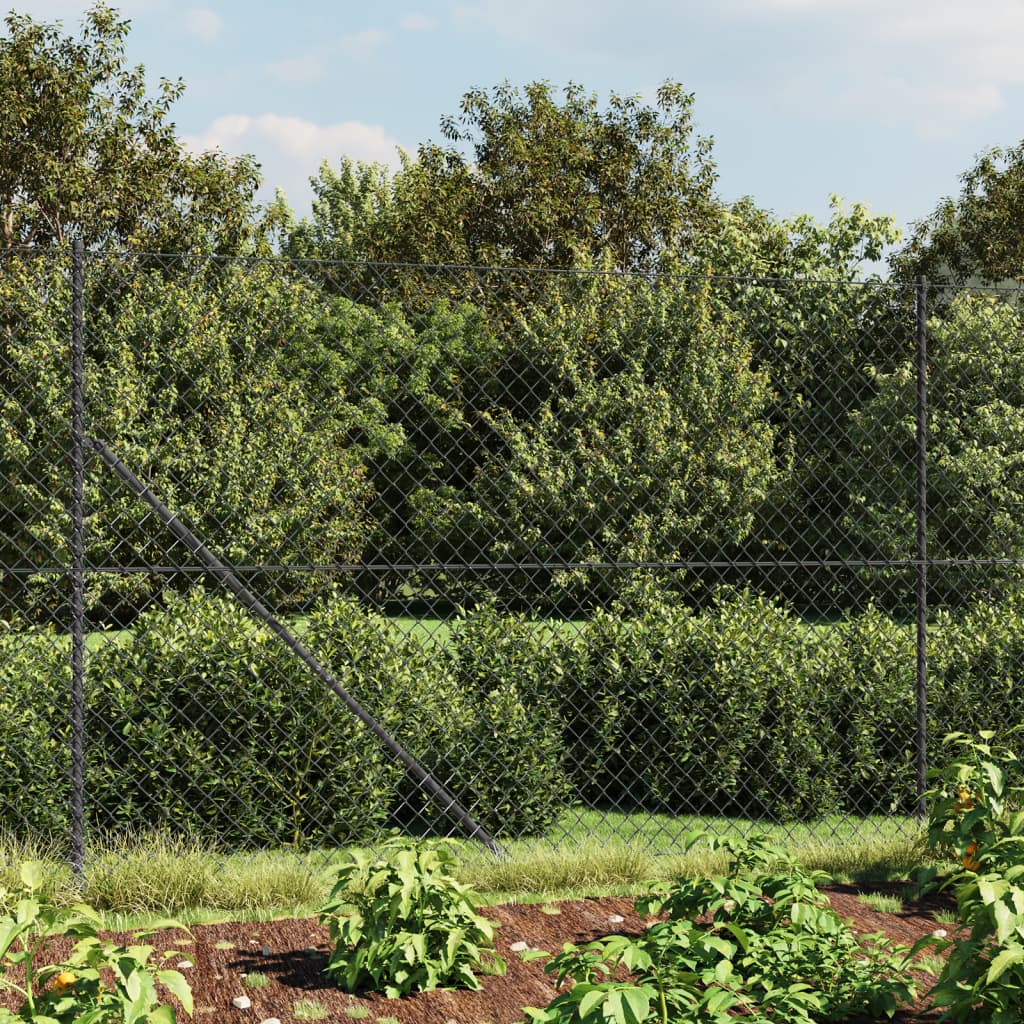 Chain link fence with ground flange anthracite 1.4x10 m
