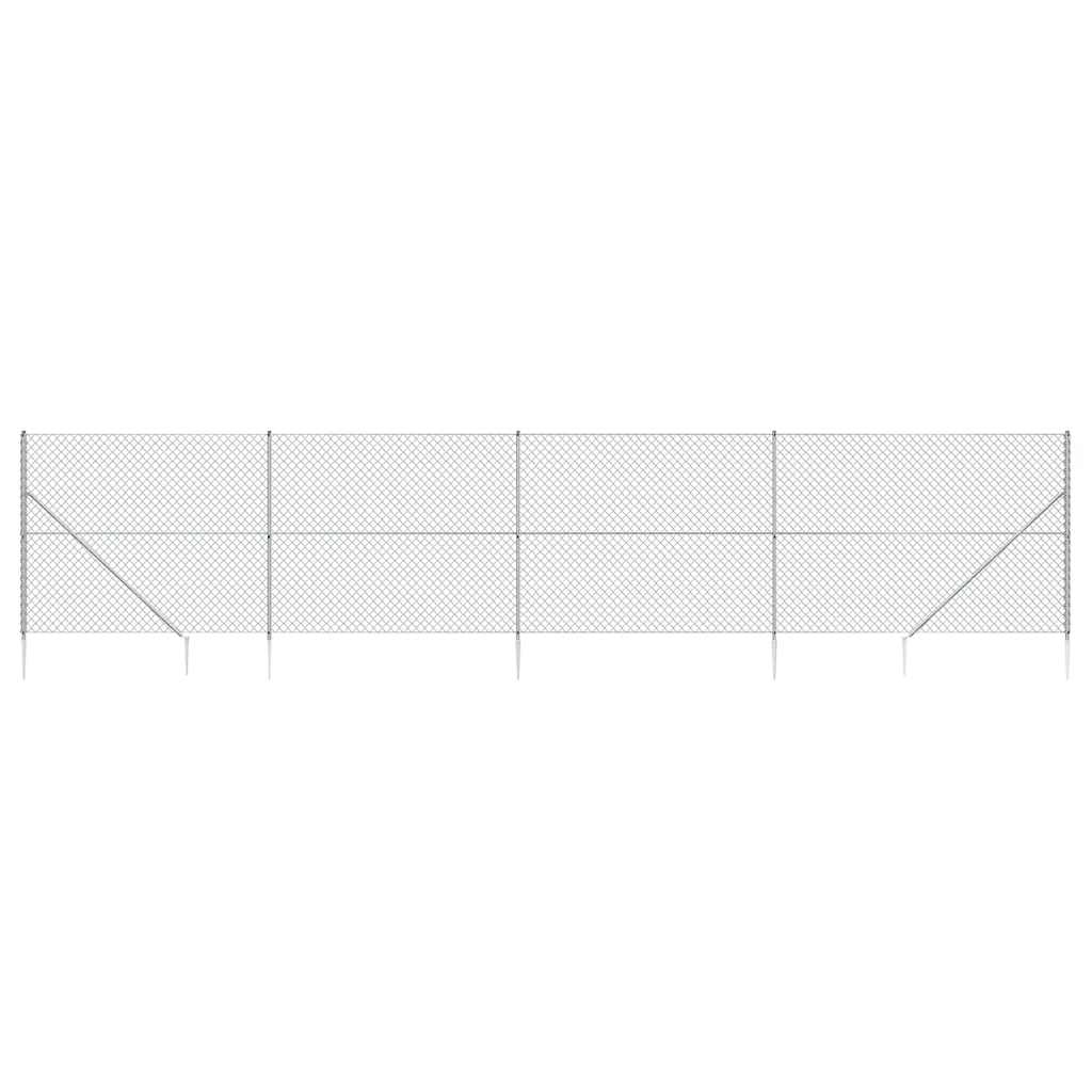 Maschendrahtzaun mit Bodenhülsen Silbern 1,6x10 m