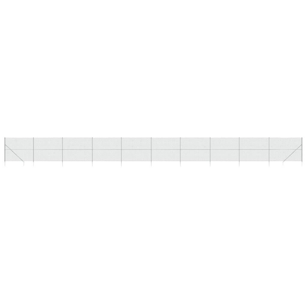 Maschendrahtzaun mit Bodenhülsen Silbern 1,4x25 m