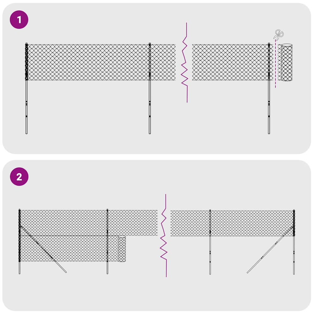 Maschendrahtzaun mit Bodenhülsen Silbern 1,4x25 m