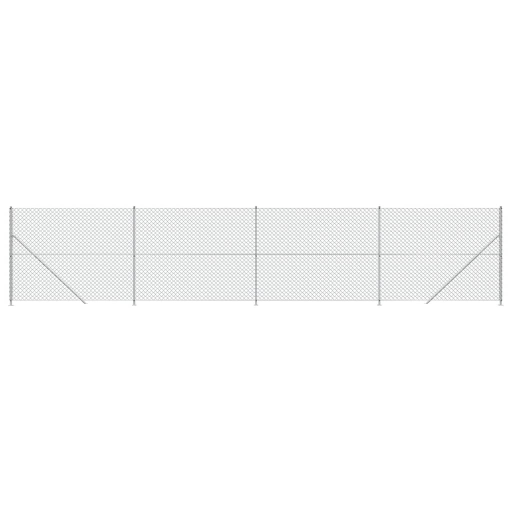 Chain link fence with ground flange silver 1.4x10 m